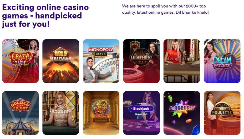 Casino Games selection casumo