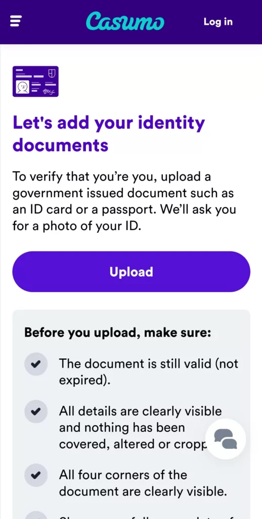 verifying your casumo account step 2