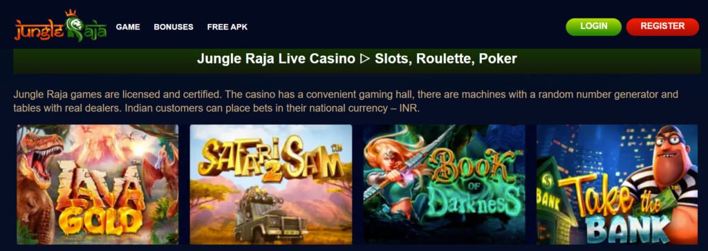 jungleraja casino games and live casino indian website