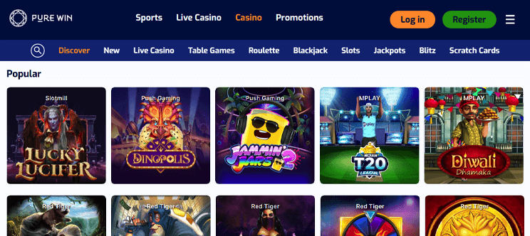 PureWin Casino offers a colorful blend of online games