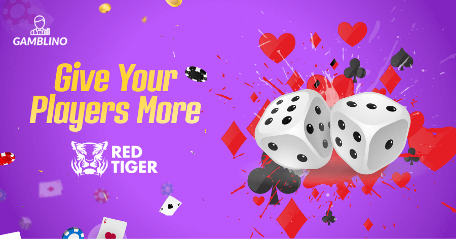 red tiger game software provider for online casinos next to a pair of dice