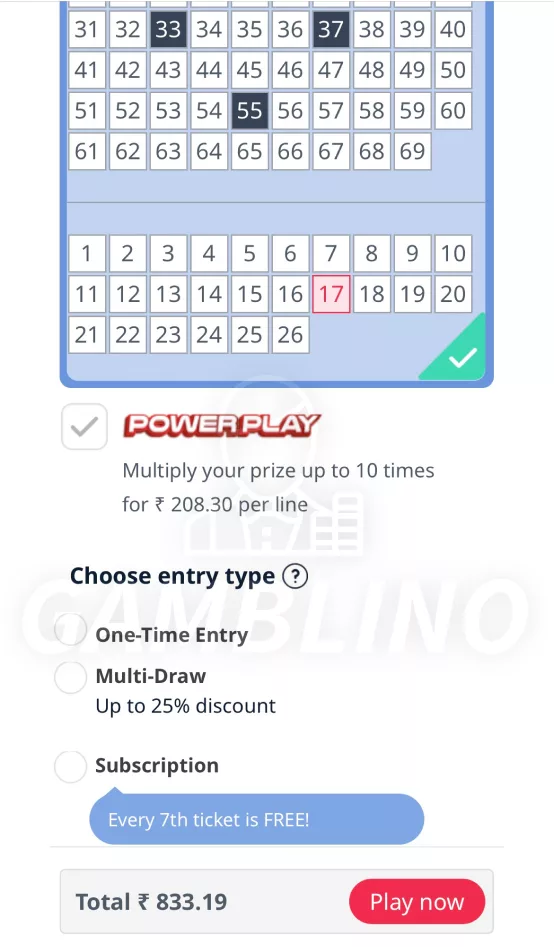 Entry type one-time or Multi-Draw
