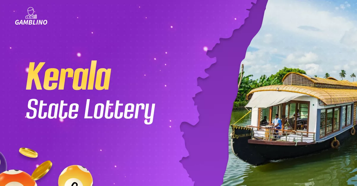 Alleppey behind illustration of Karala state with text and lotto decorations