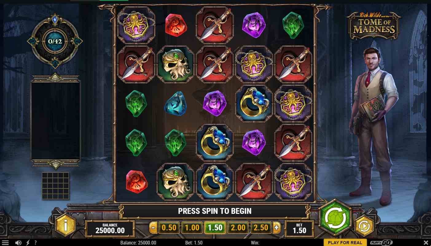 rich wilde and the tome of madness slot machine gameplay