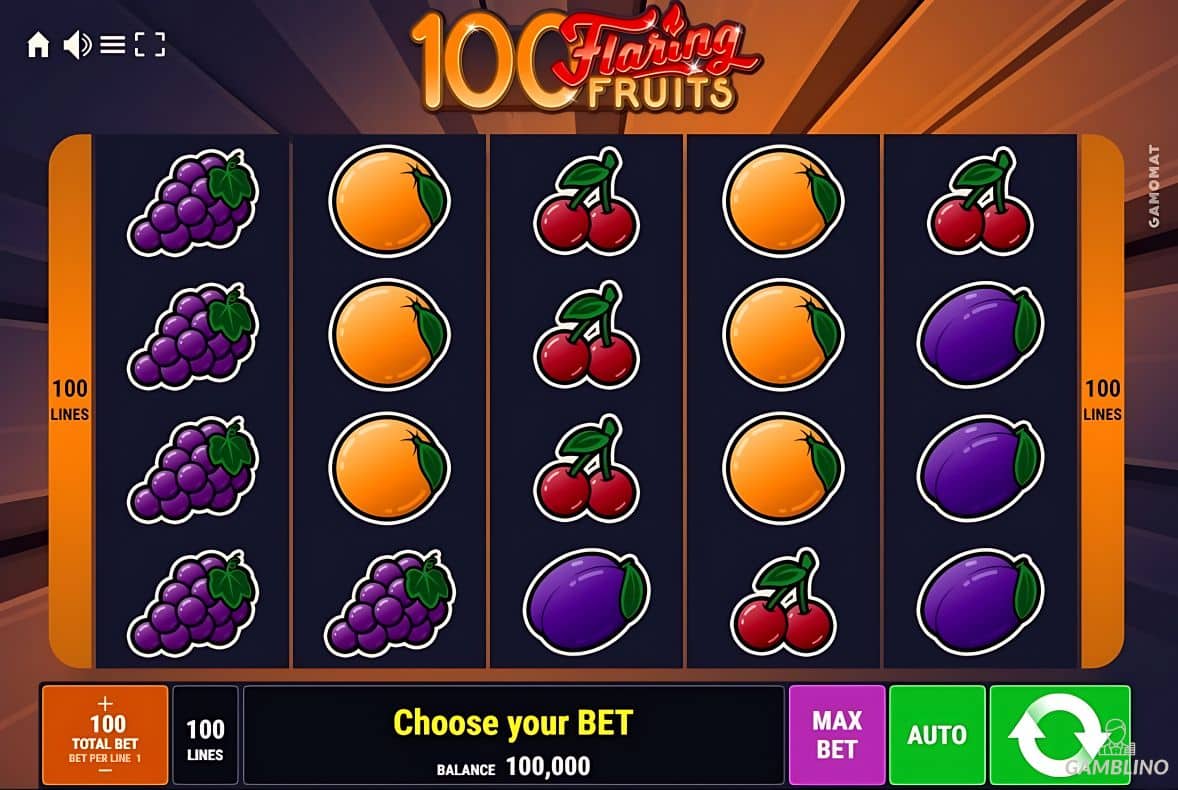 classic slots sample gamomat's 100 flaring fruits