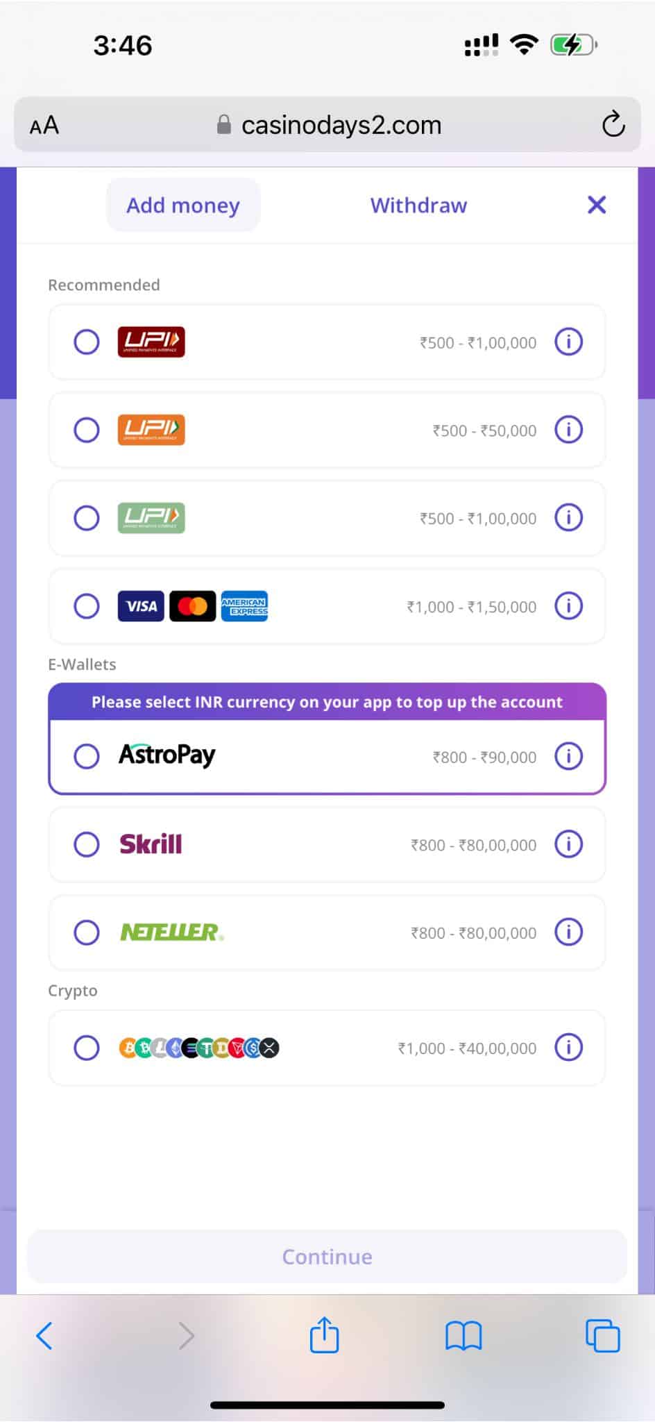 how to deposit casino days step 2