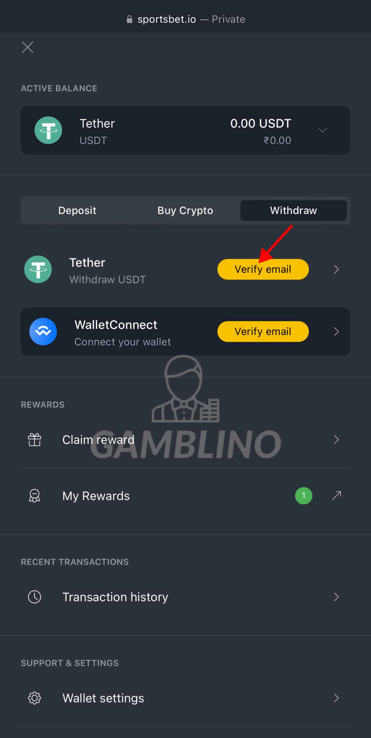 step 1 how to deposit sportsbet.io