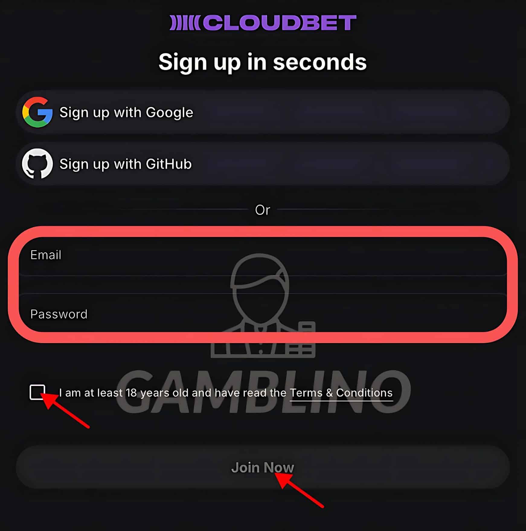 step 2 how to sign up cloudbet