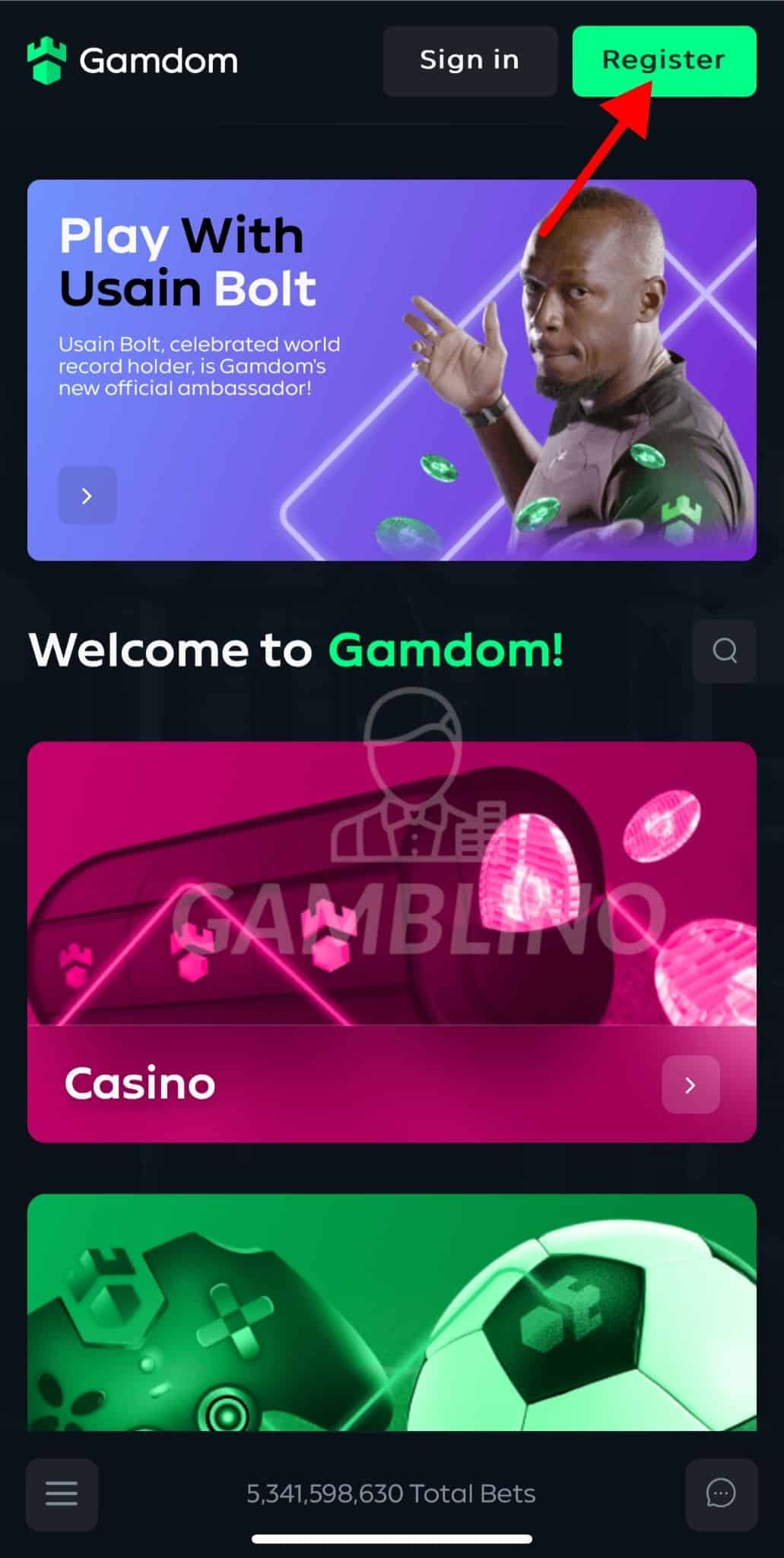 step 2 sign up gamdom