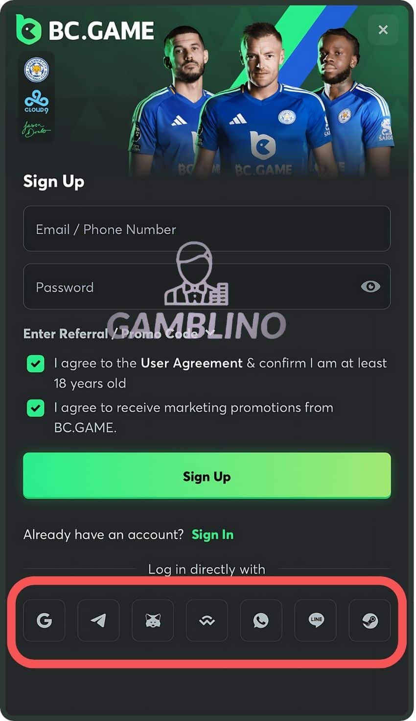 step 4 sign up bc.game