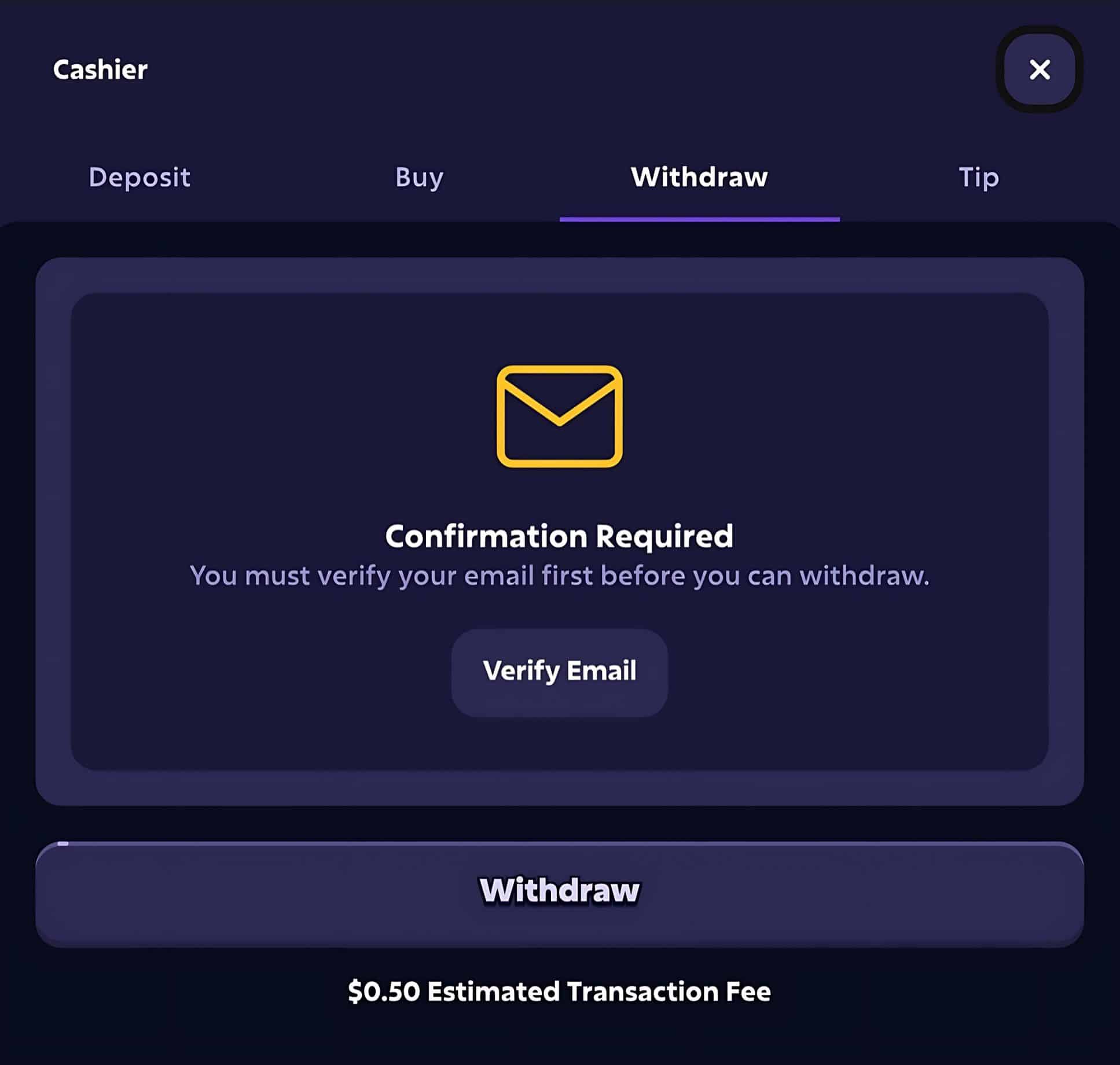 step 2 withdraw roobet