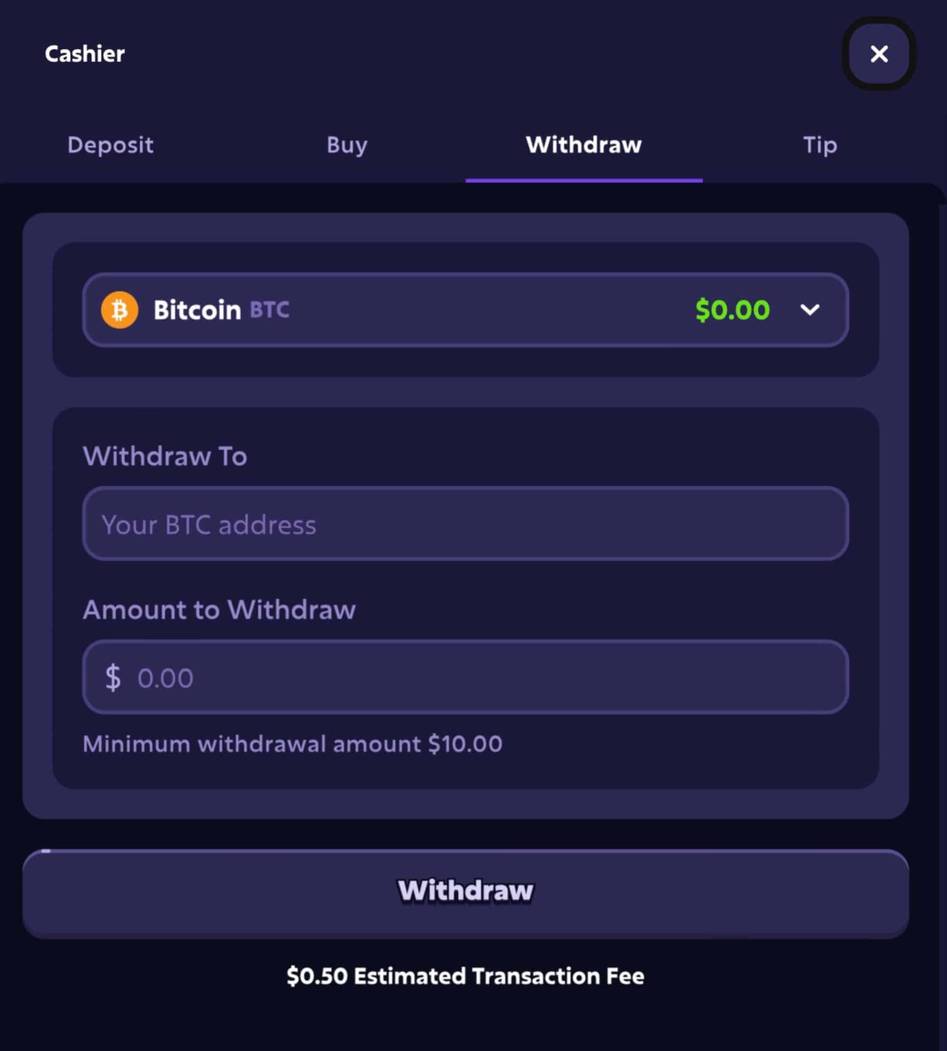 step 3 withdraw roobet