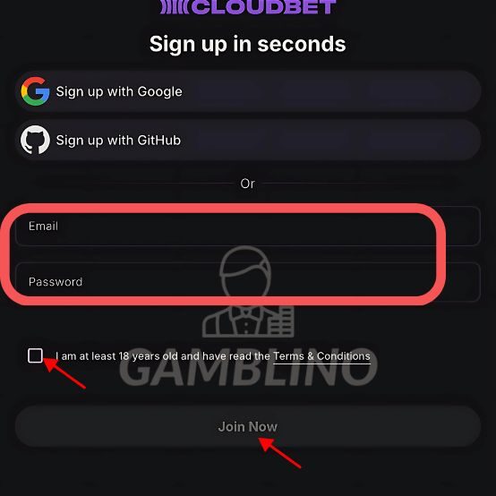 step 2 how to sign up cloudbet