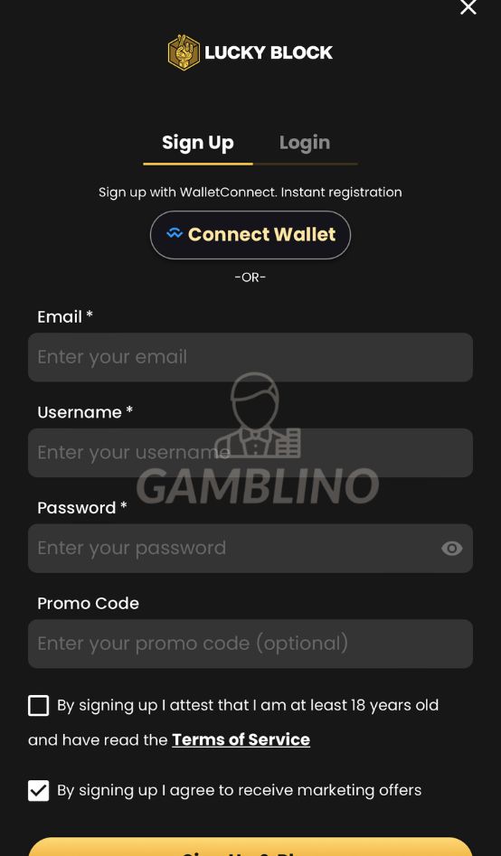 step 2 how to sign up lucky block