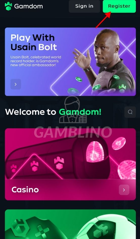 step 2 sign up gamdom