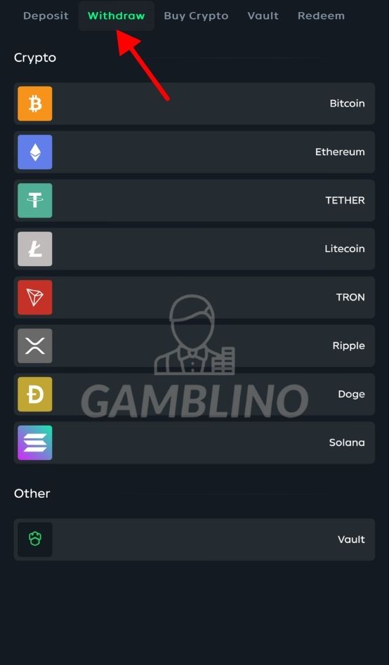 step 2 withdraw on gamdom