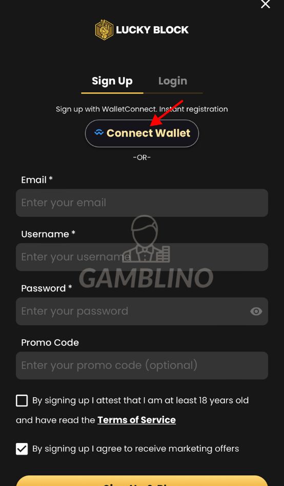 step 3 how to sign up lucky block