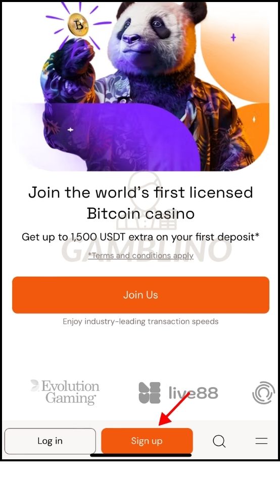 sign up bitcasino step 1