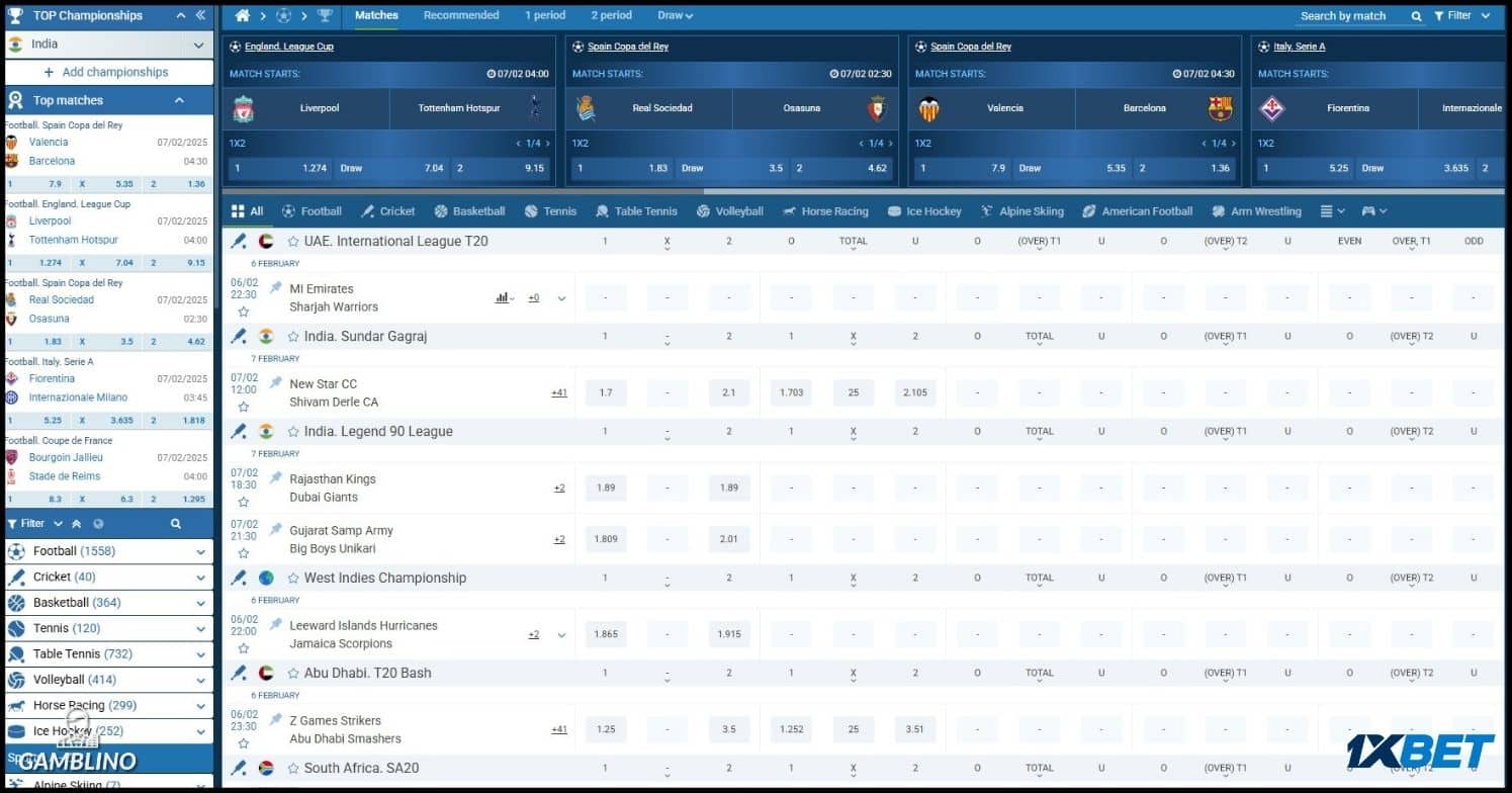 sports betting on 1xbet