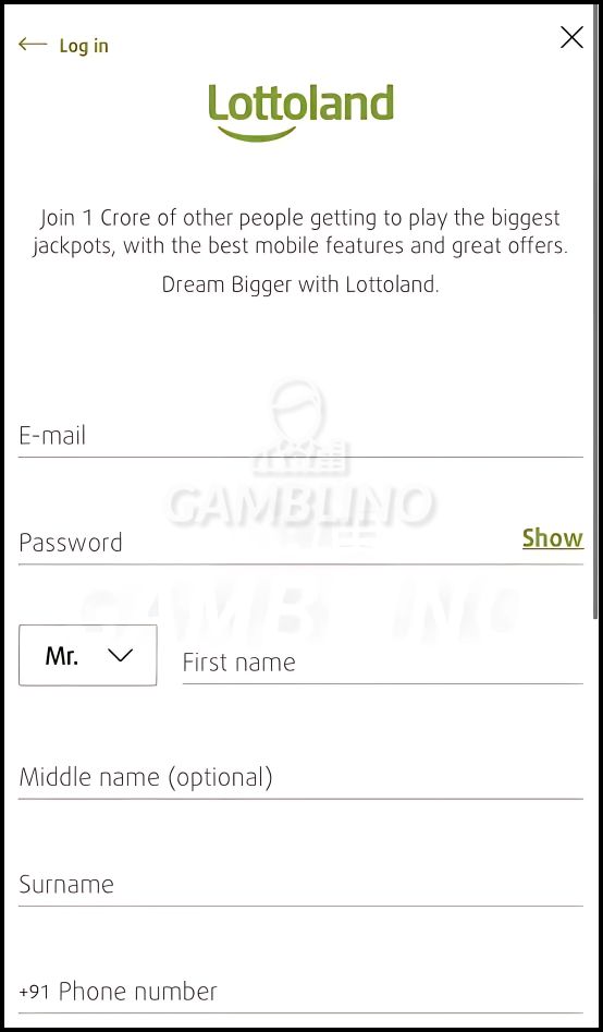 create account lottoland step 3