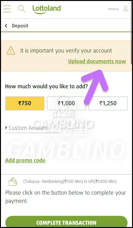 lottoland account verification step 3